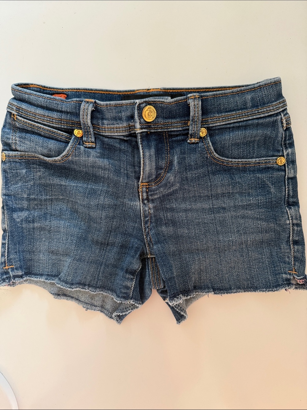 Juicy Couture Kids Denim Cutoff Shorts in Blue with Frayed Hem